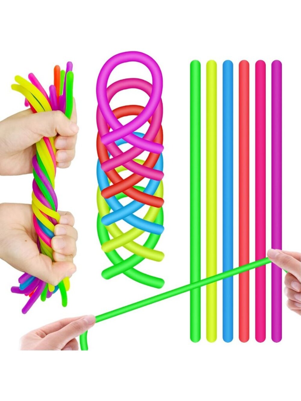 Colorful Monkey Noodles 168Pcs - Stress Relief Toys for Kids & Adults, Party